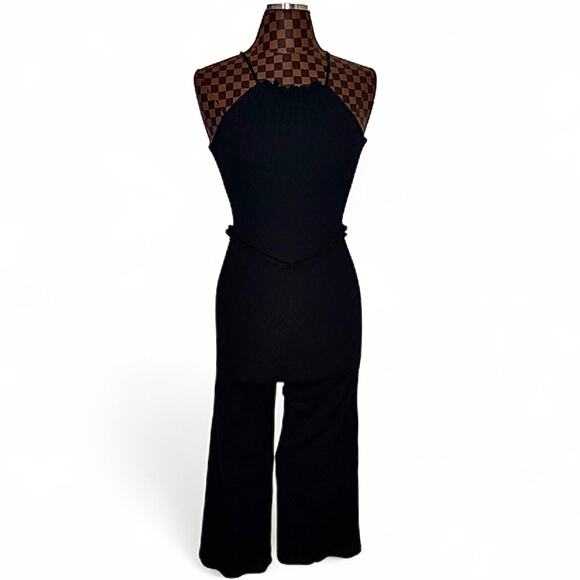 Ali & Jay Black Gauze Jumpsuit S/M Boho Whimsigoth 1-Piece High Neck Wide Leg - Picture 1 of 8